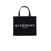 Givenchy Svart canvas toteväska med läderdetaljer och logotryck Black,...