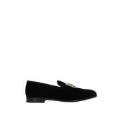Dolce & Gabbana Svarta platta skor i läder med metalllogo Black, Herr