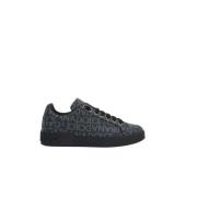 Dolce & Gabbana Svarta Canvas Låga Sneakers med Logo Jacquard Black, H...