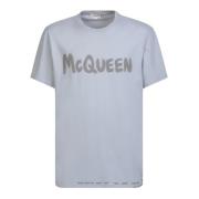 Alexander McQueen Graffiti T-shirt - Oversized Fit - 100% Bomull Gray,...