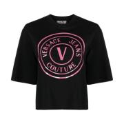 Versace Jeans Couture Svarta T-shirts Polos för kvinnor Black, Dam