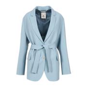 Semicouture Blå Pinstripe Ullblandning Jacka Blue, Dam