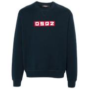 Dsquared2 Logo-print Crew Neck Sweatshirt Blue, Herr