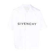 Givenchy Logo-Print Kortärmad Skjorta White, Herr