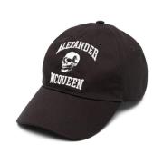 Alexander McQueen Svart baseballkeps med Varsity Skull broderi Black, ...
