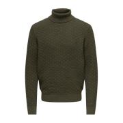 ONLY & SONS Herr Turtleneck Stickad Tröja Brown, Herr