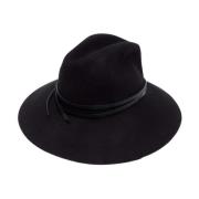 Golden Goose Läder-Ull Blandning Bredbrättad Fedora Black, Unisex