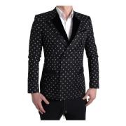 Dolce & Gabbana Geometrisk Dubbelknäppt Blazer Black, Herr