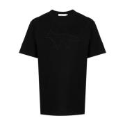 Maison Kitsuné Svart & Grå Bomull T-shirt Black, Herr