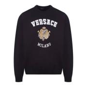 Versace Lyxig Svart Bomullssweatshirt för Män Black, Herr
