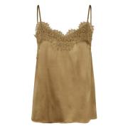 Rosemunde Elegant Jade Top med Broderade Detaljer Brown, Dam