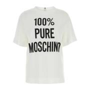 Moschino Vit crepe t-shirt - Stilfull och mångsidig White, Dam