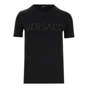 Versace Svart Bomull Logo T-shirt Black, Dam