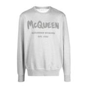 Alexander McQueen Grå Logo Print Sweatshirt Gray, Herr