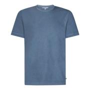James Perse Clear Blue Ribbad Crew Neck T-shirts och Polos Blue, Herr