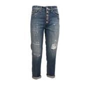 Dondup Blå Jeans med Normal Midja och Juvelknapp, Tillverkad i Italien...