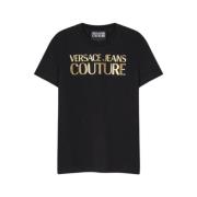 Versace Jeans Couture Svart Tee med Guld Branding Black, Herr