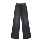 Ami Paris Utsvängda jeans i tvättad svart denim Black, Dam