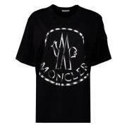 Moncler Metallic Logo T-Shirt Black, Dam