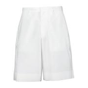 Prada Oversized Poplin Bermuda Shorts White, Herr