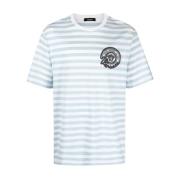 Versace Randig Jerseytyg T-shirt med Broderad Nautisk Emblem White, He...