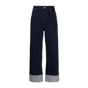 Alexander Wang Kristallutsmyckade Wide-Leg Jeans Blue, Dam