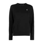 Ralph Lauren Svart Sweatshirt med Broderad Logotyp Black, Dam