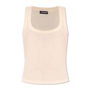 Jacquemus Ribbed sleeveless top Beige, Dam