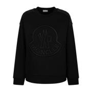 Moncler Svart Logo Patch Sweatshirt Black, Dam