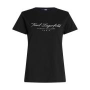Karl Lagerfeld Svart ekologisk bomull crewneck t-shirt Black, Dam