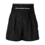 Alexander Wang Logo Waistband Safari Shorts Black, Dam