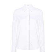 Brunello Cucinelli Vit Bomullsskjorta med Framlåsning White, Dam