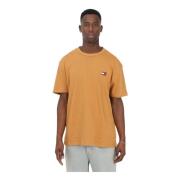 Tommy Jeans Herr Orange Pastell Bomull T-shirt med Broderad Logotyp Or...