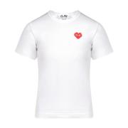 Comme des Garçons Play Vit bomull T-shirt med hjärtlogga för kvinnor W...