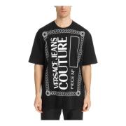 Versace Jeans Couture Mönstrad Akvarell T-shirt med Logotyp Black, Her...