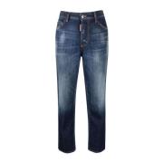 Dsquared2 Kliska High-Rise Straight-Leg Jeans Blue, Dam