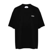 Vetements Svart T-shirt med broderad logotyp Black, Herr