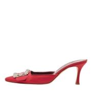 Manolo Blahnik Pre-owned Pre-owned Tyg mules Red, Dam