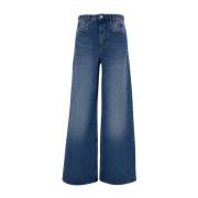 Isabel Marant Flared Leg Jeans med Läderlogopatch Blue, Dam