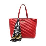Versace Jeans Couture Quiltad röd axelväska med Baroque Print Scarf Re...