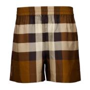 Burberry Vintage Check Siden Shorts Brown, Dam