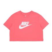 Nike Ikonisk Crop Tee i Sea /Vit Pink, Dam