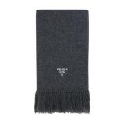 Prada Grå Cashmere Halsduk med Broderad Logotyp Gray, Herr