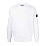 Stone Island Vit Crewneck Sweatshirt med Logo Patch White, Herr