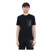 Moschino T-shirt med broderad logga och kontrastficka Black, Herr
