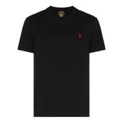 Ralph Lauren Svart Polo T-shirt med Broderad Logotyp Black, Herr
