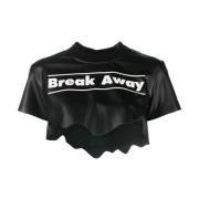 Ssheena Svart Break Away Läder Tee Black, Dam