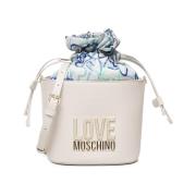Love Moschino Bucket Style Väska med Pärltextur White, Dam