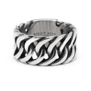 Nialaya Men's Stainless Steel Curb Chain Ring Gray, Herr