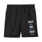 Burberry Silkes Track Shorts med Logo-Print Black, Herr